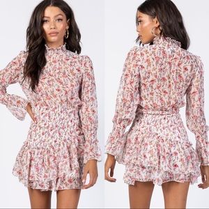Princess Polly Floral Mini Dress - Pink and White